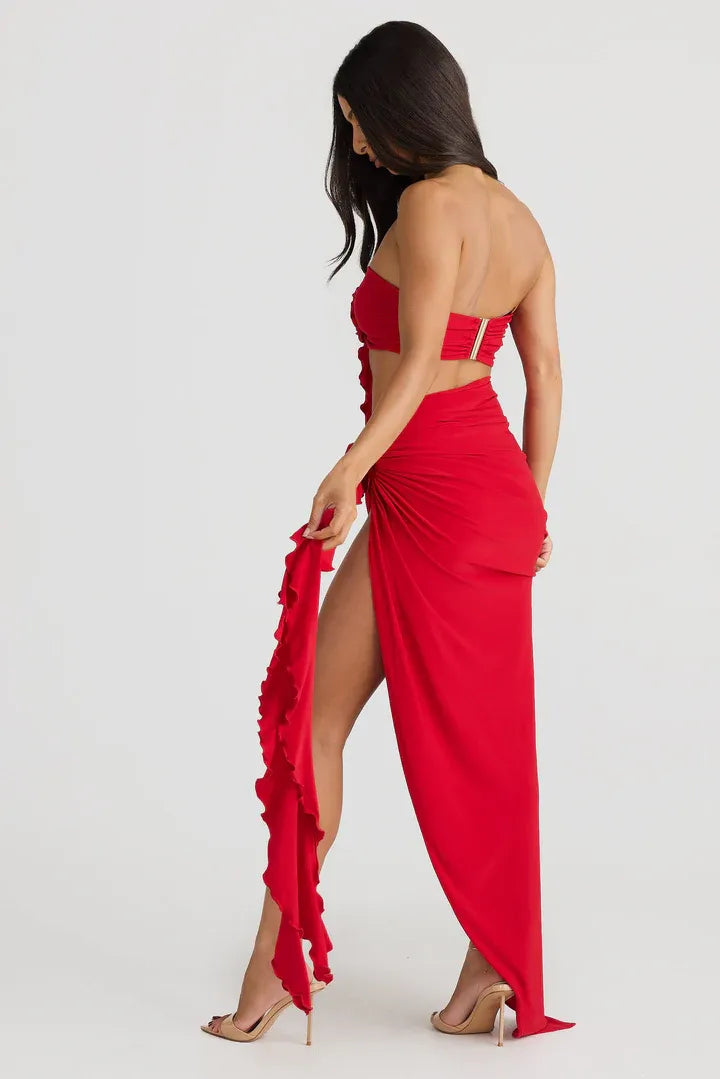 Fitted Strapless Sleeveless Backless Floor-Length Prom Dress