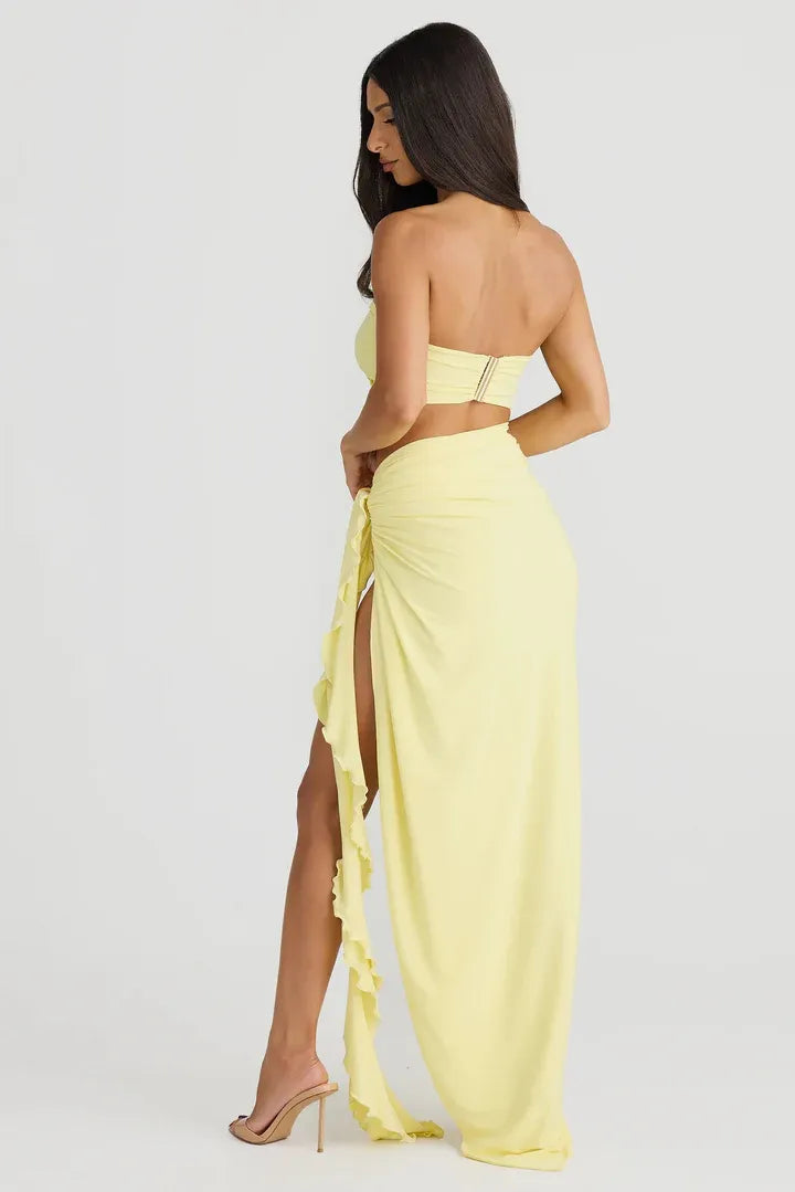 Fitted Strapless Sleeveless Backless Floor-Length Prom Dress
