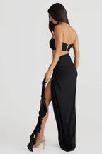 Fitted Strapless Sleeveless Backless Floor-Length Prom Dress