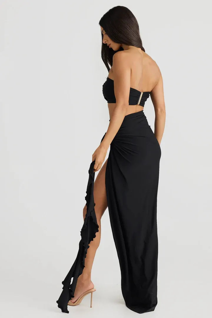 Fitted Strapless Sleeveless Backless Floor-Length Prom Dress