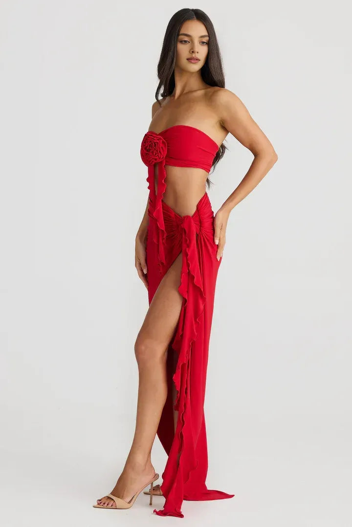 Fitted Strapless Sleeveless Backless Floor-Length Prom Dress