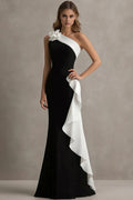 Mermaid/Trumpet One Shoulder Sleeveless 3D Flowers Floor-Length Prom Dress