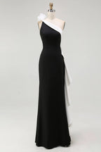 Mermaid/Trumpet One Shoulder Sleeveless 3D Flowers Floor-Length Prom Dress