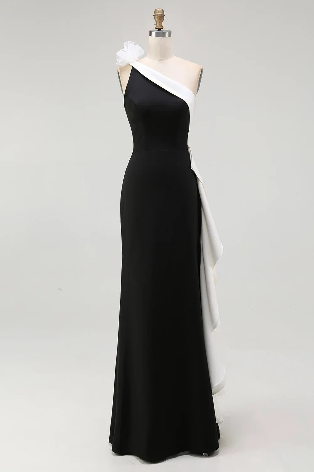 Mermaid/Trumpet One Shoulder Sleeveless 3D Flowers Floor-Length Prom Dress