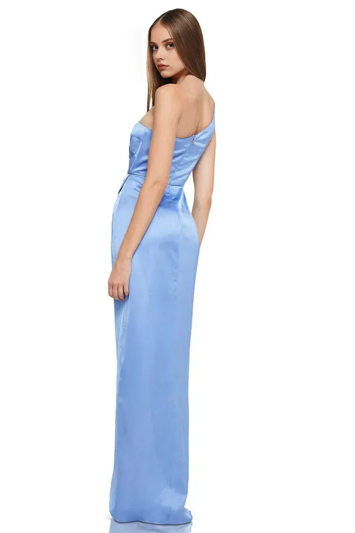 Sheath/Column One Shoulder Sleeveless Floor-Length Prom Dress