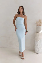 Sheath/Column Strapless Neck Sleeveless Zipper Up Ankle-Length Cocktail Dress