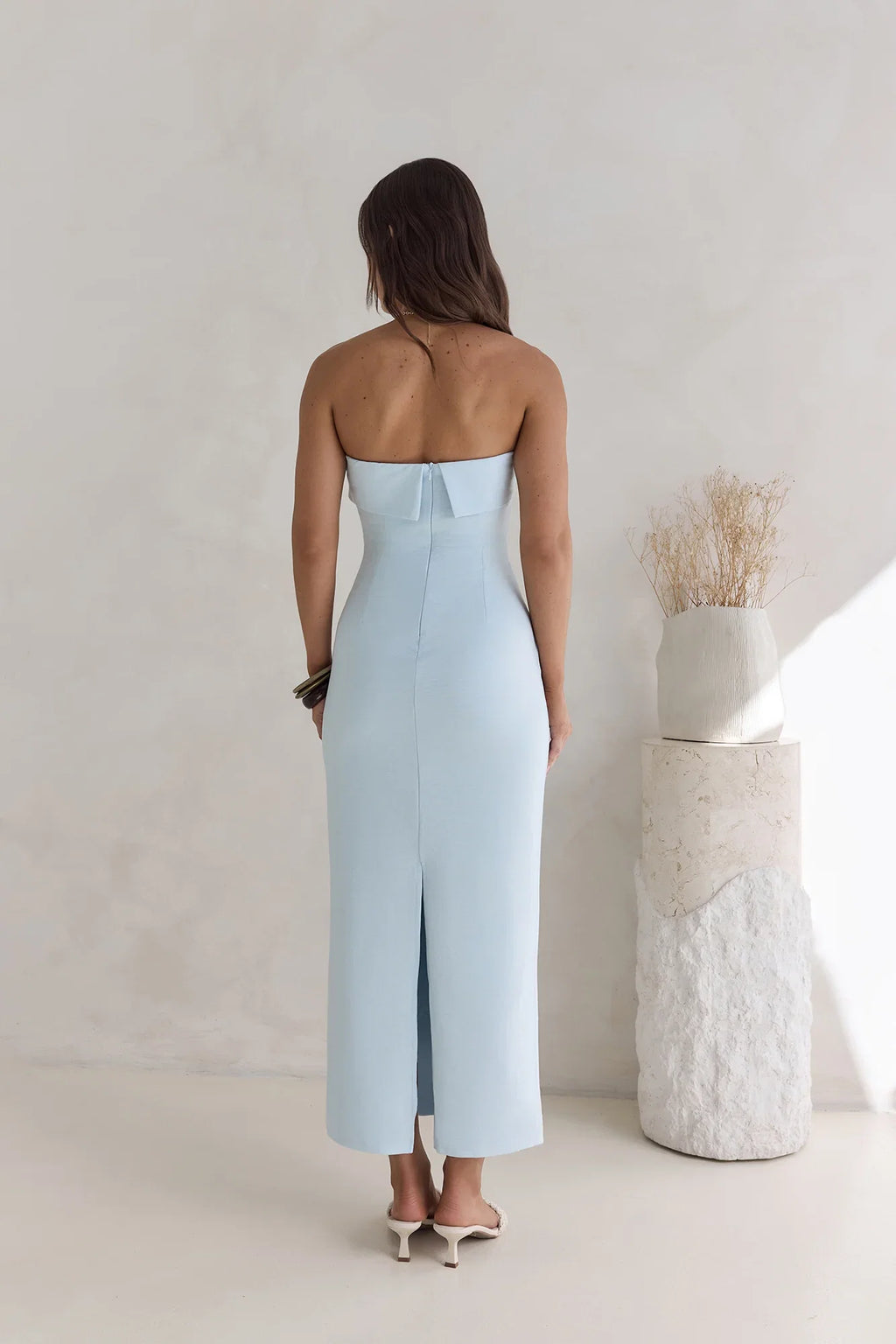 Sheath/Column Strapless Neck Sleeveless Zipper Up Ankle-Length Cocktail Dress