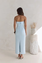 Sheath/Column Strapless Neck Sleeveless Zipper Up Ankle-Length Cocktail Dress