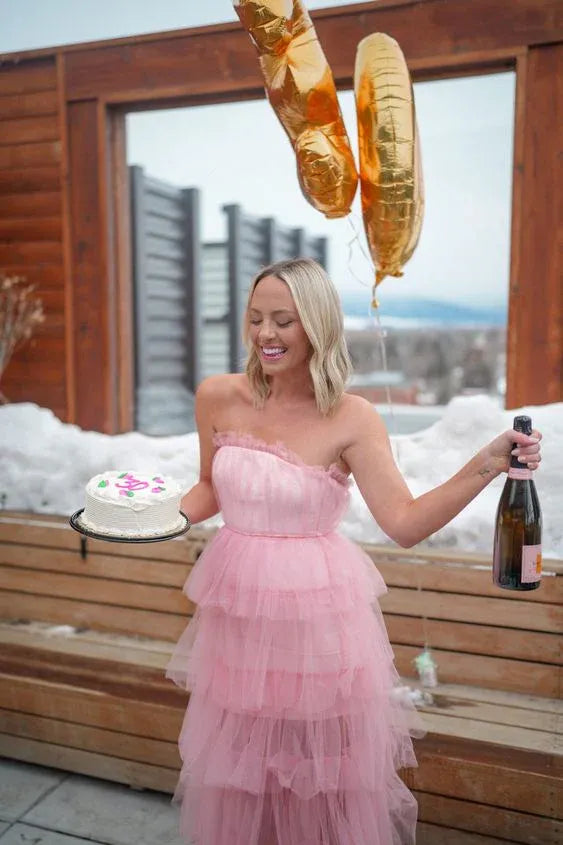 Feminine A-Line Strapless Sleeveless Maxi Party Dress