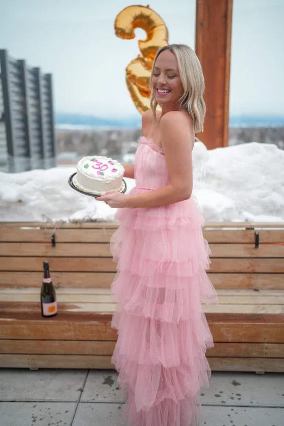 Feminine A-Line Strapless Sleeveless Maxi Party Dress