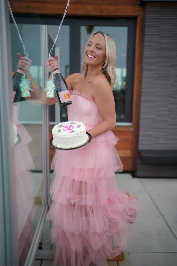 Feminine A-Line Strapless Sleeveless Maxi Party Dress