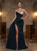 Flattering Sheath/Column Off-The-Shoulder Sleeveless Split Floor-Length Prom Dress