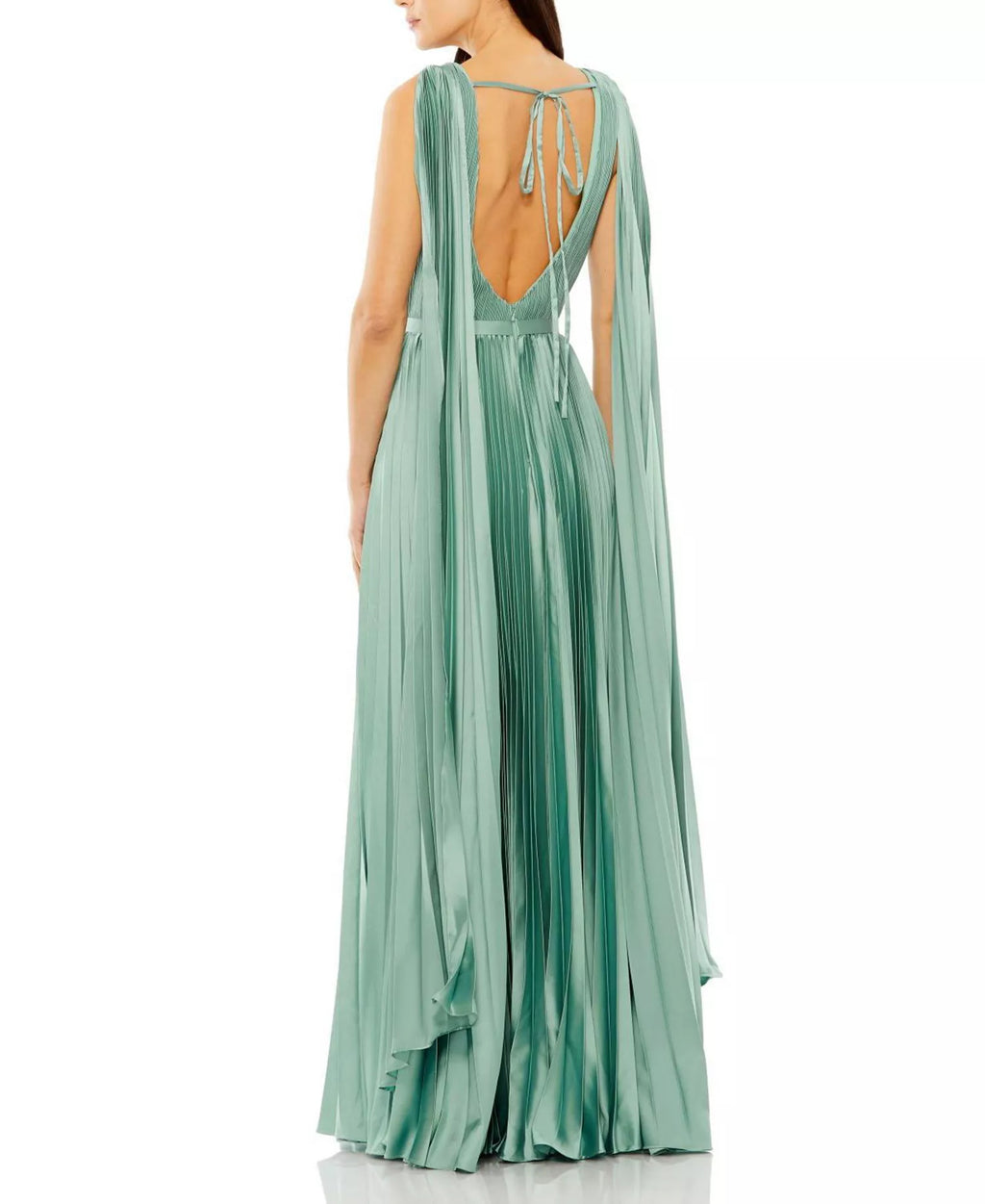 Flowing A Line Boat Neck Cape Sleeve Tie Back Floor Length For Women Prom Dress