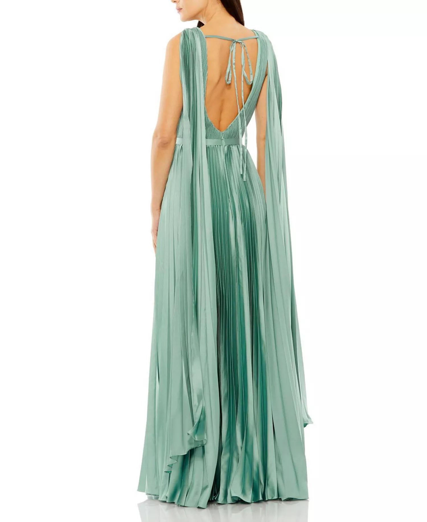 Flowing A Line Boat Neck Cape Sleeve Tie Back Floor Length For Women Prom Dress