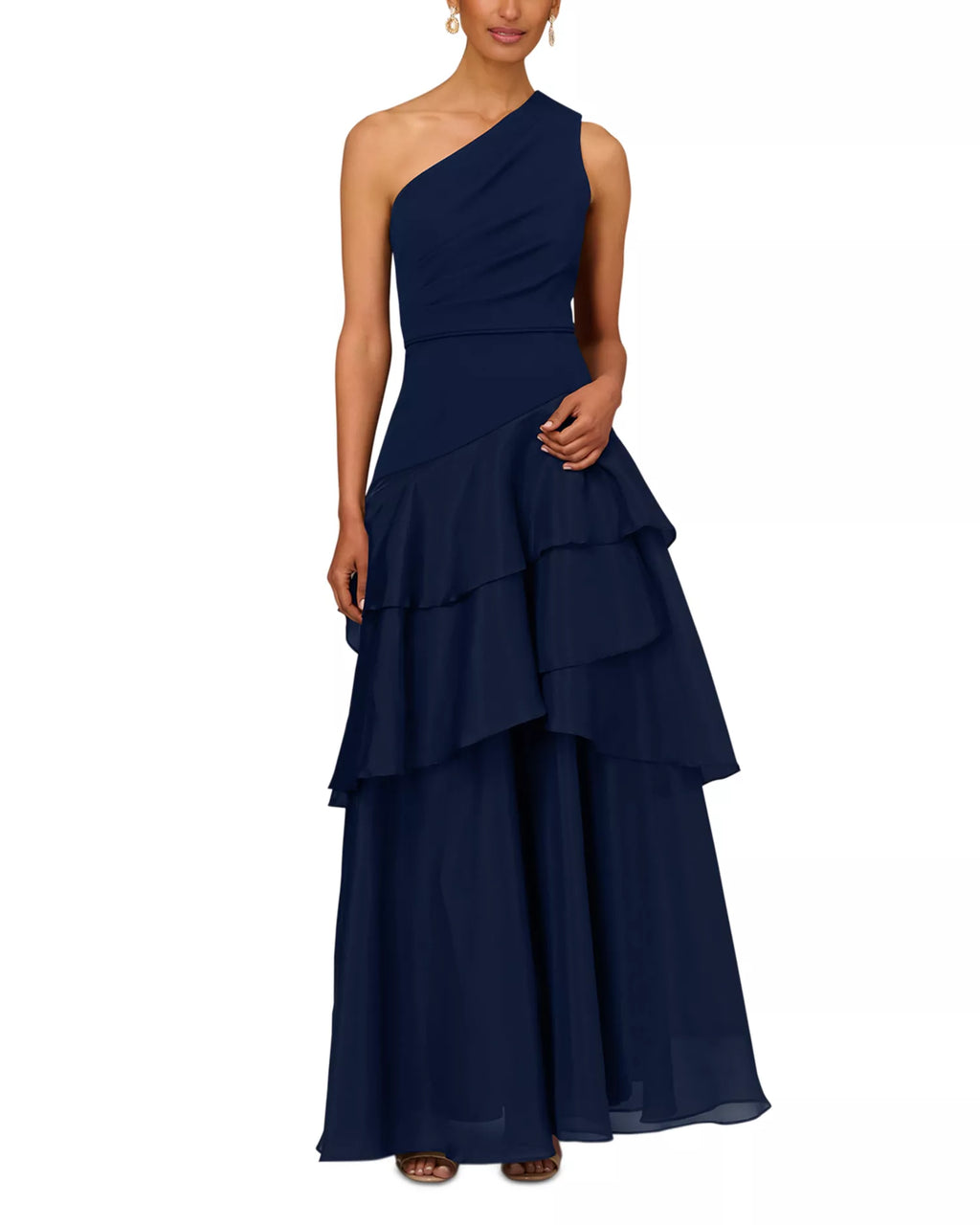 Flowing Asymmetrical One Shoulder Sleeveless Open Back Floor Length For Women Prom Dress