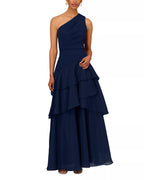 Flowing Asymmetrical One Shoulder Sleeveless Open Back Floor Length For Women Prom Dress