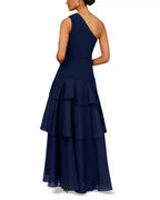 Flowing Asymmetrical One Shoulder Sleeveless Open Back Floor Length For Women Prom Dress