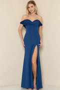 Flowing Mermaid Off Shoulder Sleeveless Open Back Floor Length For Women Prom Dress