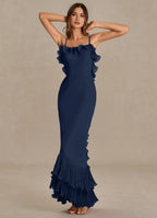 Flowing Mermaid Sweetheart Spaghetti Strap Deep V Back Floor Length For Sale Prom Dress