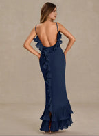 Flowing Mermaid Sweetheart Spaghetti Strap Deep V Back Floor Length For Sale Prom Dress