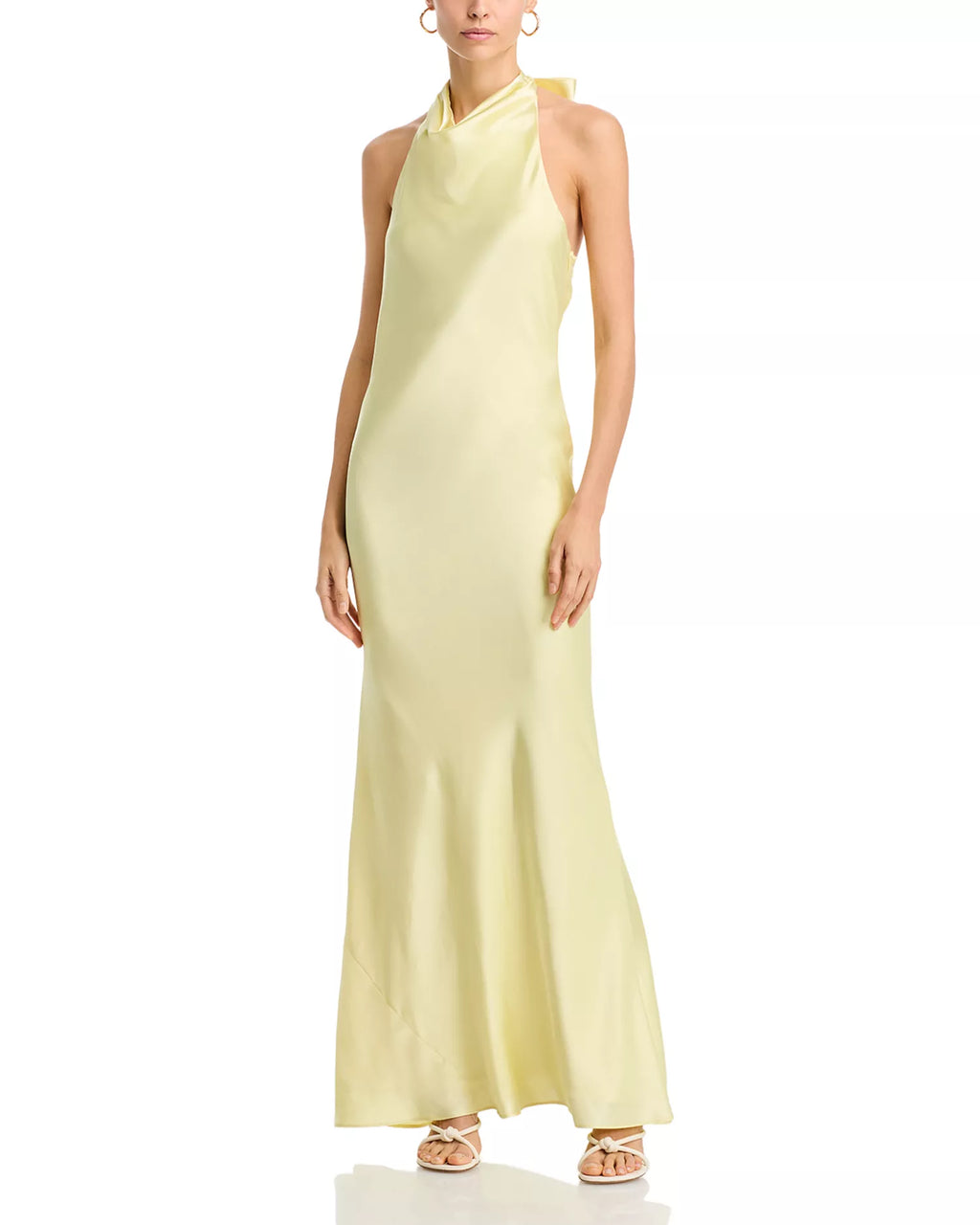 Flowing Sheath Halter Neck Sleeveless Bow Back Floor Length For Sale Prom Dress