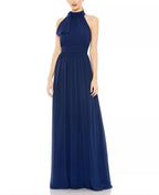 Flowy A Line Halter Neck Sleeveless Tie Back Floor Length Hot Sale Prom Dress ﻿