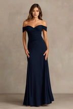 Flowy A-Line Off the Shoulder Sleeveless Up Floor-Length Prom Dress