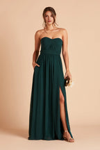 Flowy A-Line Sweetheart Sleeveless Chiffon Pleated Maxi Bridesmaid Dress