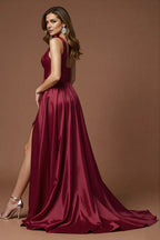 Flowy A Line One Shoulder Sleeveless Sweep/Brush Train Prom Dress