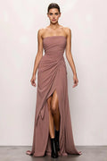 Flowy Mermaid/Trumpet Strapless Sleeveless Backless Sweep/Brush Train Prom Dress