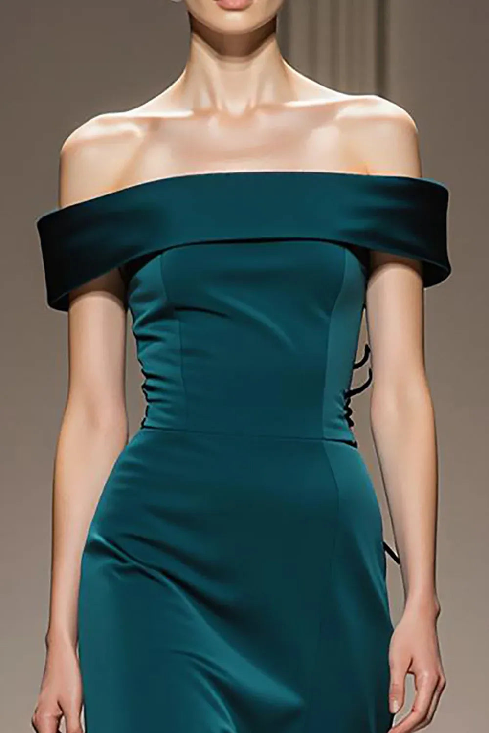 Flowy Sheath/Column Off the Shoulder Sleeveless Sweep/Brush Train Prom Dress