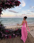 Flowy Strapless Sleeveless A-Line Split Floor-Length Prom Dress