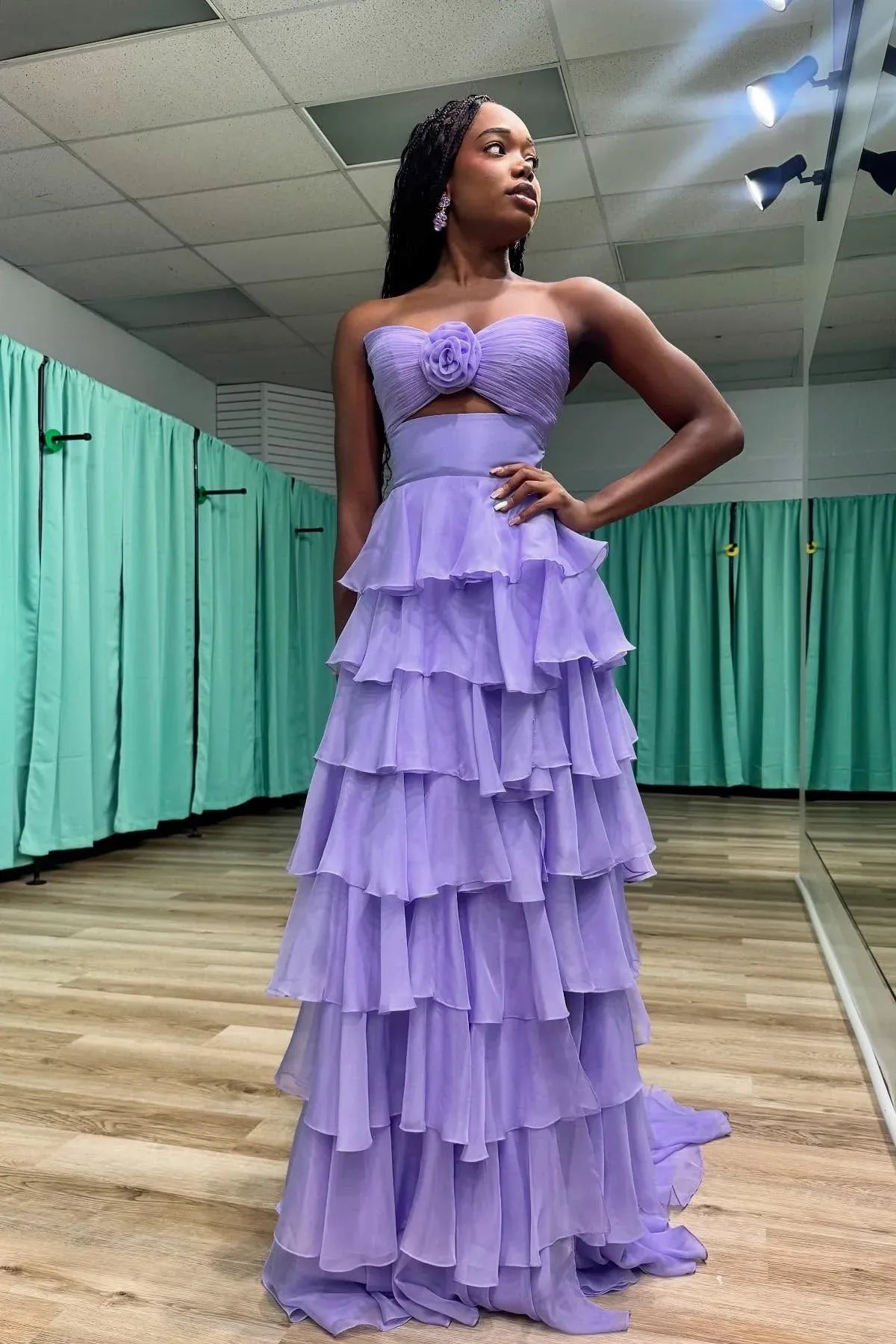 Flowy Sweetheart Sleeveless A-line Layered Floor Length Prom Dress