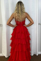 Flowy Sweetheart Sleeveless A-line Layered Floor Length Prom Dress
