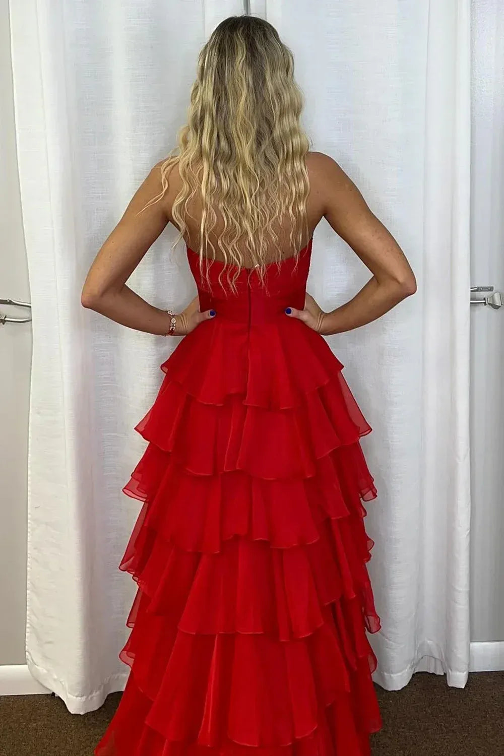 Flowy Sweetheart Sleeveless A-line Layered Floor Length Prom Dress