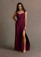 Fluid A Line Sweetheart Lace Cap Sleeve Square Back Floor Length For Women Prom Dress