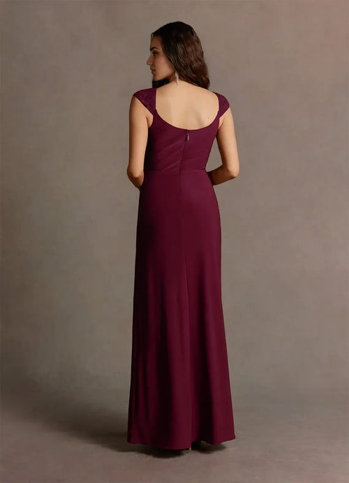 Fluid A Line Sweetheart Lace Cap Sleeve Square Back Floor Length For Women Prom Dress
