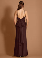 Fluid Sheath Halter Neck Sleeveless Bow Back Floor Length Hot sale Prom Dress