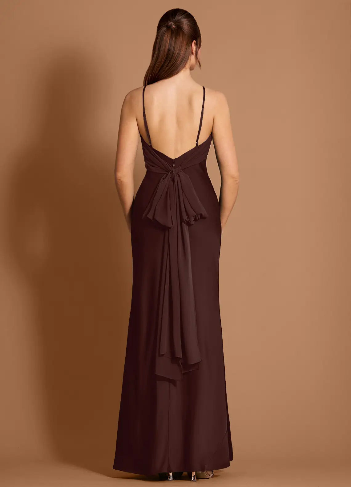 Fluid Sheath Halter Neck Sleeveless Bow Back Floor Length Hot sale Prom Dress
