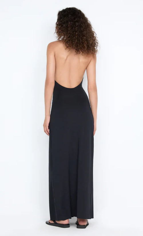Robe de bal longue sans manches à licou fourreau fluide avec dos ouvert, grande vente.