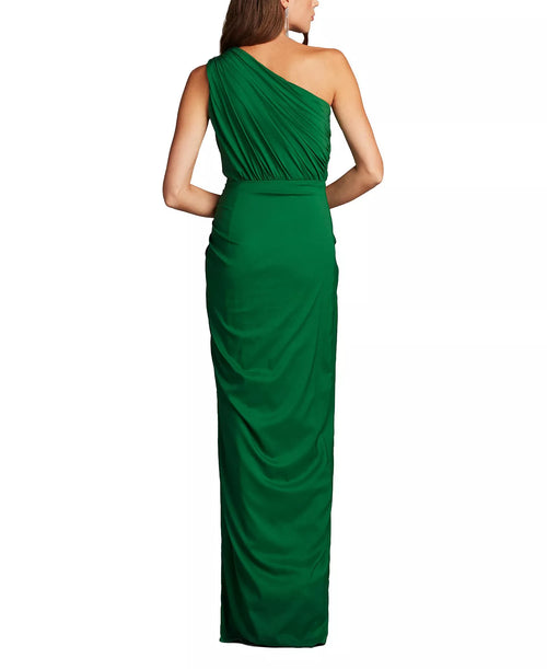 Robe de bal longue pour femme, fourreau fluide, asymétrique à une épaule, dos ruché sans manches