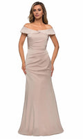 Foldover Sleeveless Trumpet Elegant Off the shoulder Floor length Long Prom Dress For Sale For Women