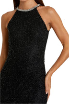 Formal Sheath Halter Neck Sleeveless Zipper Back Floor Length Evening Dress