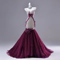Mermaid Prom Dress Glitter Bodice With Purple Satin Bow And 3D Floral Appliques For Prom Queens
