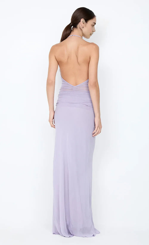 Robe de soirée longue pour femme, coupe sirène, dos nu, col licou, sans manches