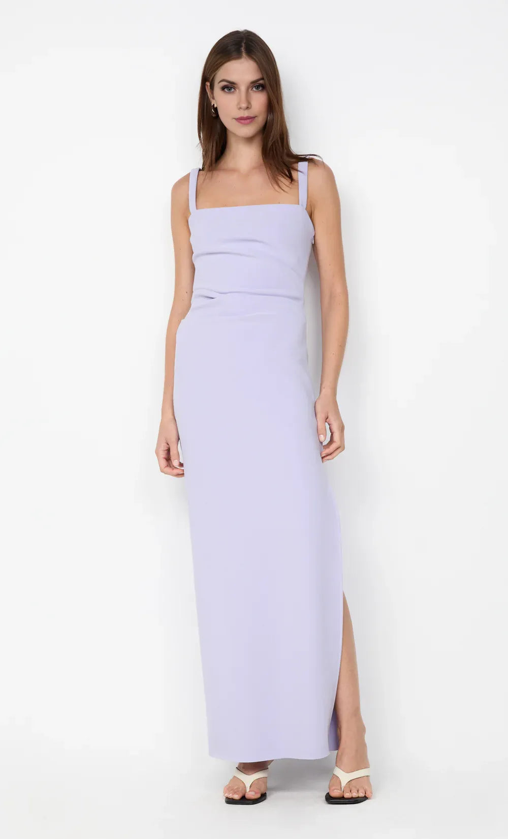Gentle Sheath Square Neck Sleeveless Square Back Floor Length For Ladies Prom Dress