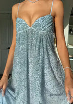 Gentle Pink A Line Spaghetti Strap Sequin Tulle Long Prom Dress Evening Dress Formal Dress