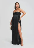Glam Sheath Strapless Sleeveless Side Slit Floor Length Plus Size Prom Dress