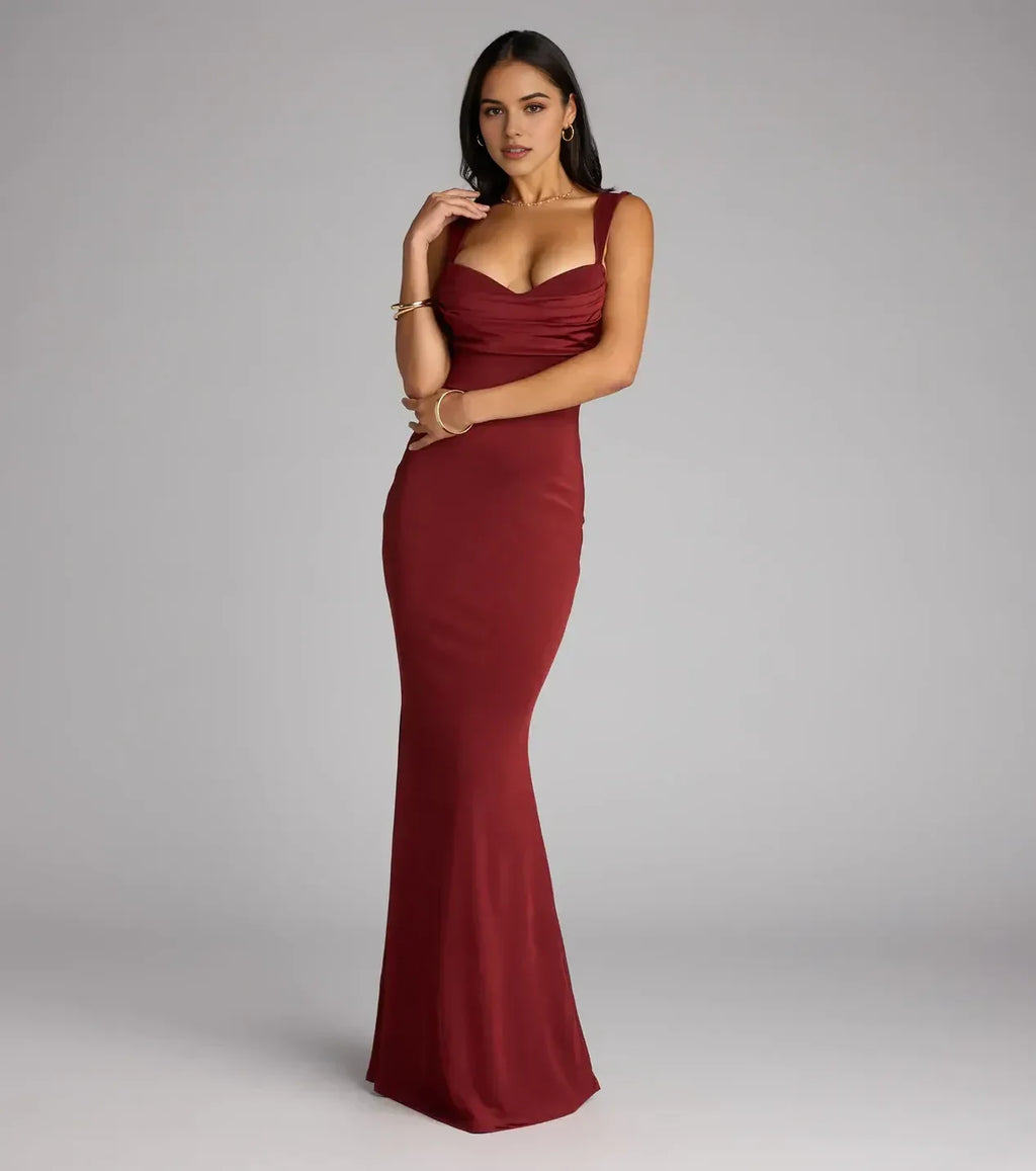 Glam Trumpet Sweetheart Neck Sleeveless Cut Out Back Floor Length Prom Dress