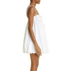 White Glam Babydoll Rhinestone-Strap Mini Homecoming Dress With Scalloped-Hem